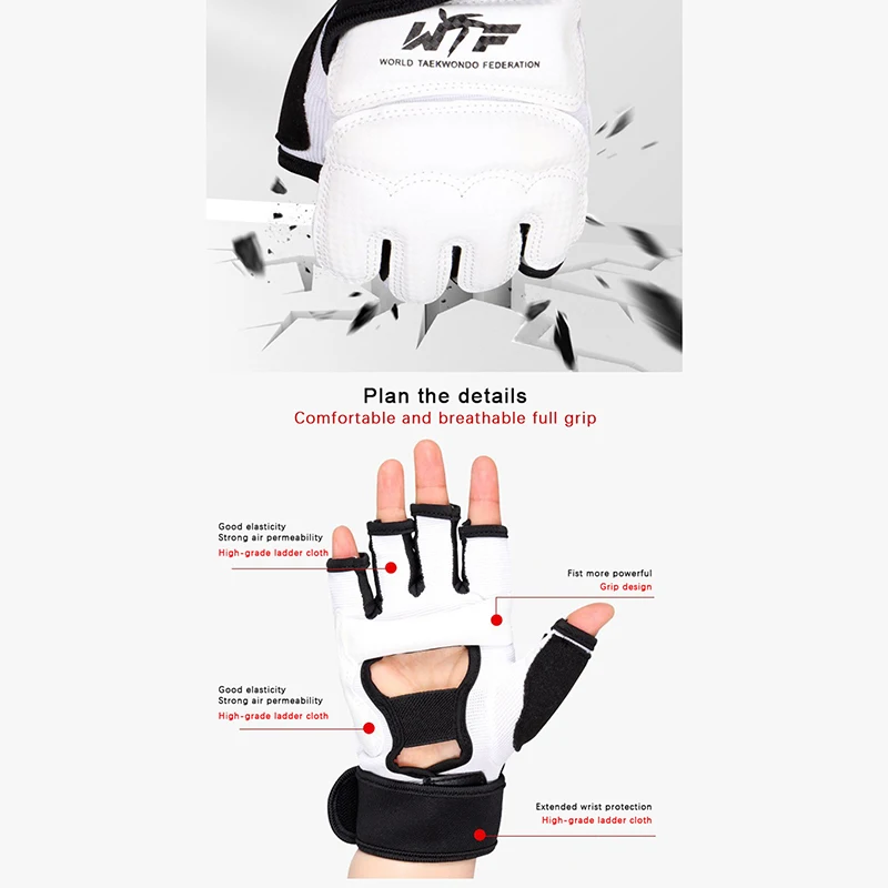 Boxing Gloves Durable Taekwondo Leather Gloves Sparring Karate Protective Gear Adult Kid Sports Muay Thai Training