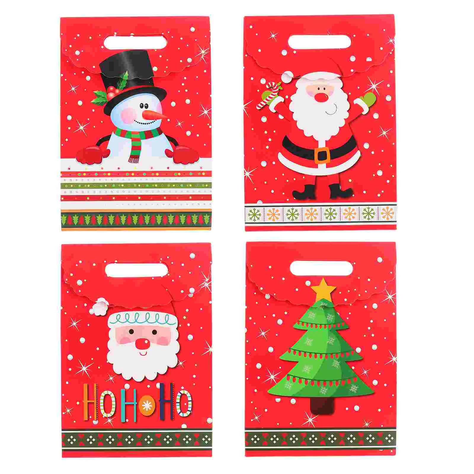 

1 Set 12 Pcs Christmas Exquisite Printed Candy Gift Portable Bags Paper Bags