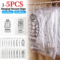 Hanging Vacuum Bags Space Saving Clothes Compression Storage Bag Reusable Empty Pump Bags Clothes Wardrobe Quilt Vacuum Pack 1