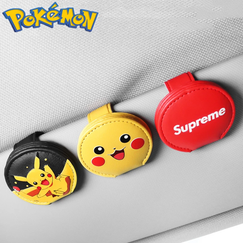 

Pokemon Car Glasses Clip Card Bill Storage Chinese Characters Cool Decorative Kawaii Christmas Birthday Gift Anime Peripherals