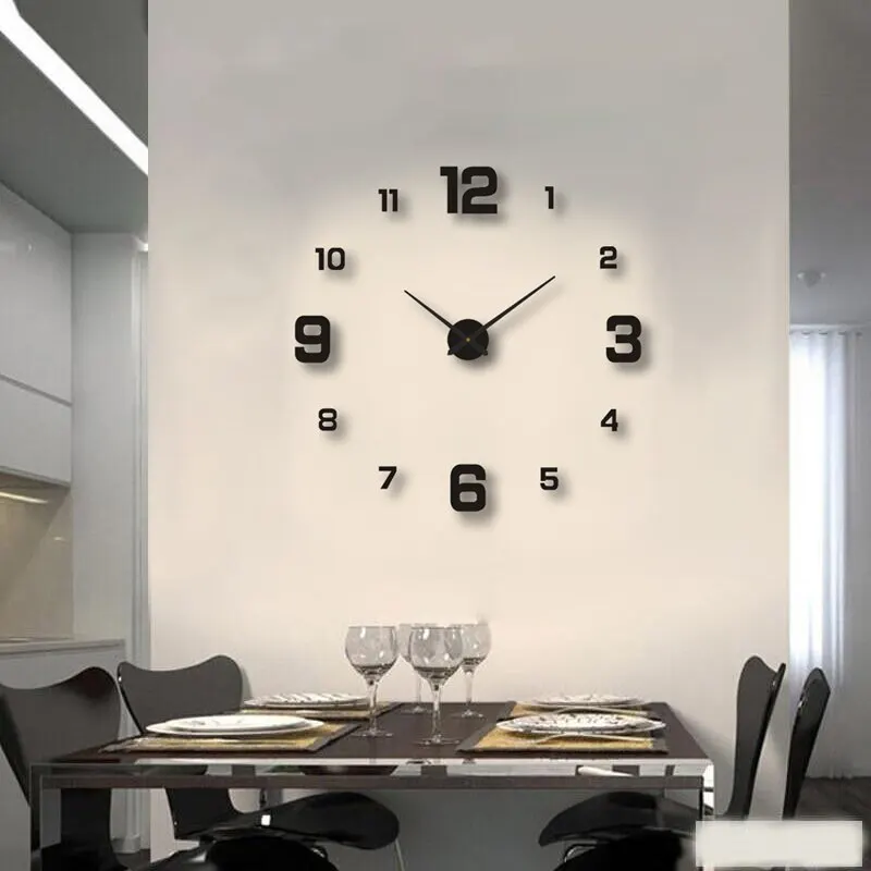 CreativeFramelessDIYWallClockWallDecalHomeSilentClockLiving