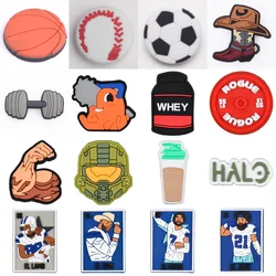 1pcs Gym Shoes Charms Men Women Whey Sports Charms For Shoe Decoration PVC Cartoon Slippers Decor Buckle Clog Accessories