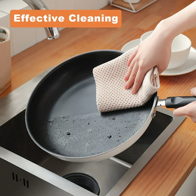 Cotton Towel Soft Absorbent Dishcloth Kitchen Dish Rags Honeycomb Breathable Face Wash Towel Household Cleaning Cloth