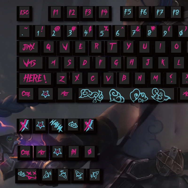 Jinx Theme Keycaps Cherry Profile 123Keys Personal Graffiti
