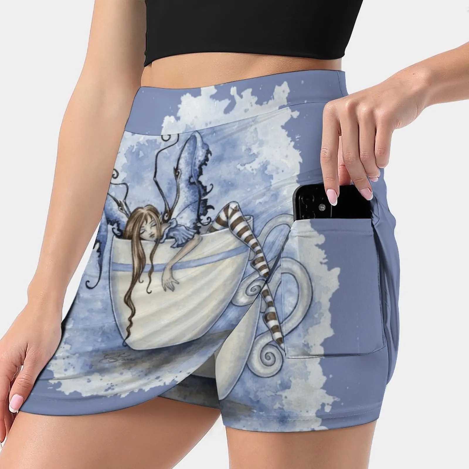 

I Need Coffee Women's skirt With Hide Pocket Tennis Skirt Golf Skirts Badminton Skirts Running skirts Coffee Fairy Fantasy Amy