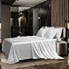 3/4pcs Queen King Size Luxury Bed Sheet Set Covers Satin Black Bed Sheets Pillowcase Flat Fitted Double Sheet Bedclothes 2