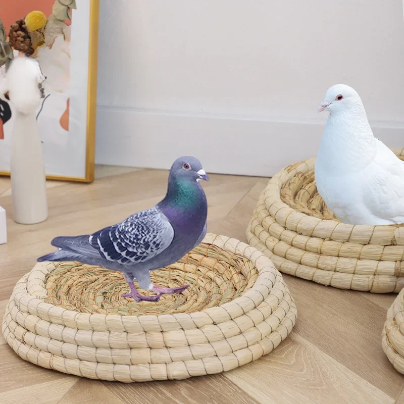 Grass Woven Pigeon Nest Carrier Pigeon Nest Hatching and Breeding Corn Husk Anti Rollover Grass Pet Supplies Bird Nest