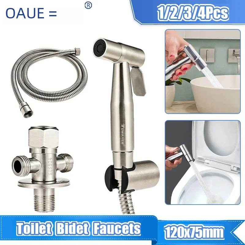 Toilet Bidet Faucets Handheld Stainless Steel Bidet Sprayers Brushed Bathroom Water Gun Spray Gun Shower Faucets Cleaning Tools bidet sprayer faucet spray gun stainless steel faucet