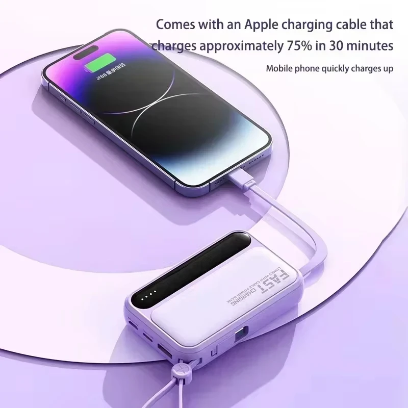 레노버 대용량 500000mAh 휴대용 보조 배터리 내장형 4개 케이블 모든 휴대폰용 고속 충전 배터리