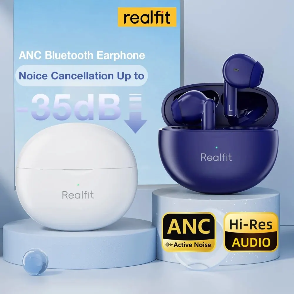 Realfit F2 Pro ANC 액티브 노이즈 캔슬링 블루투스 이어폰, ENC 통화, 하이파이 스테레오, 뛰어난 베이스 무선 이어버드, 스포츠 게임