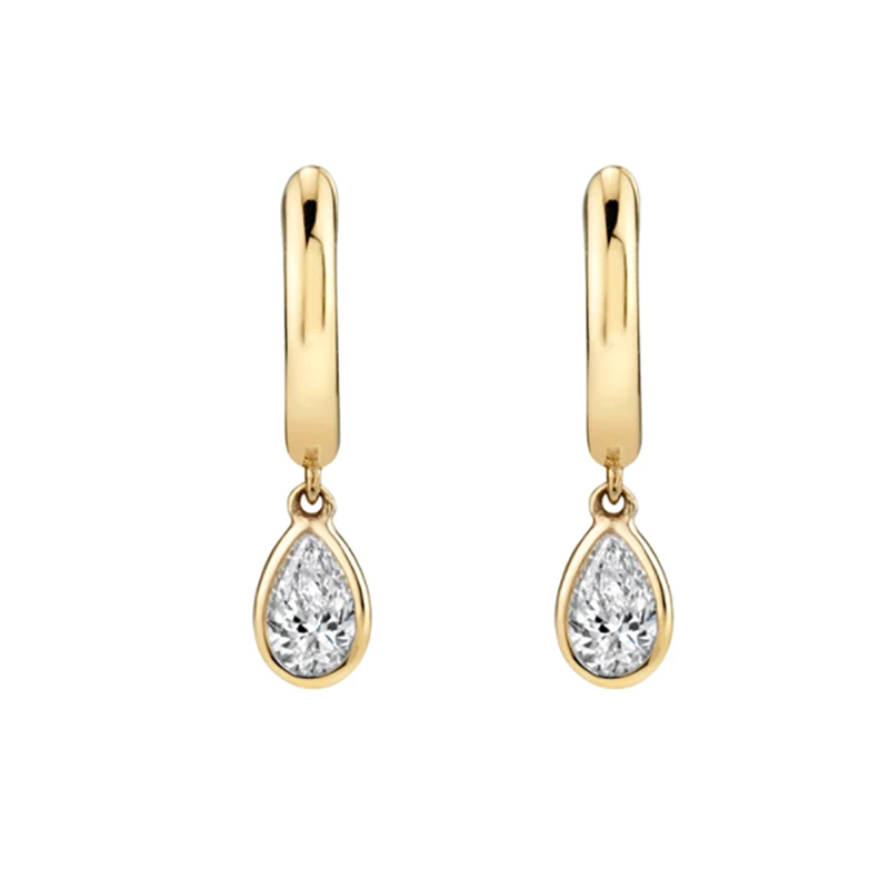 Fashion Crystal Gold Silver Plated Drop Earrings For Women Punk Cubic Zirconia Wedding Female Jewelry Girl Friendship Gifts drop earrings,dangle earrings,silver jewelry,crystal earrings