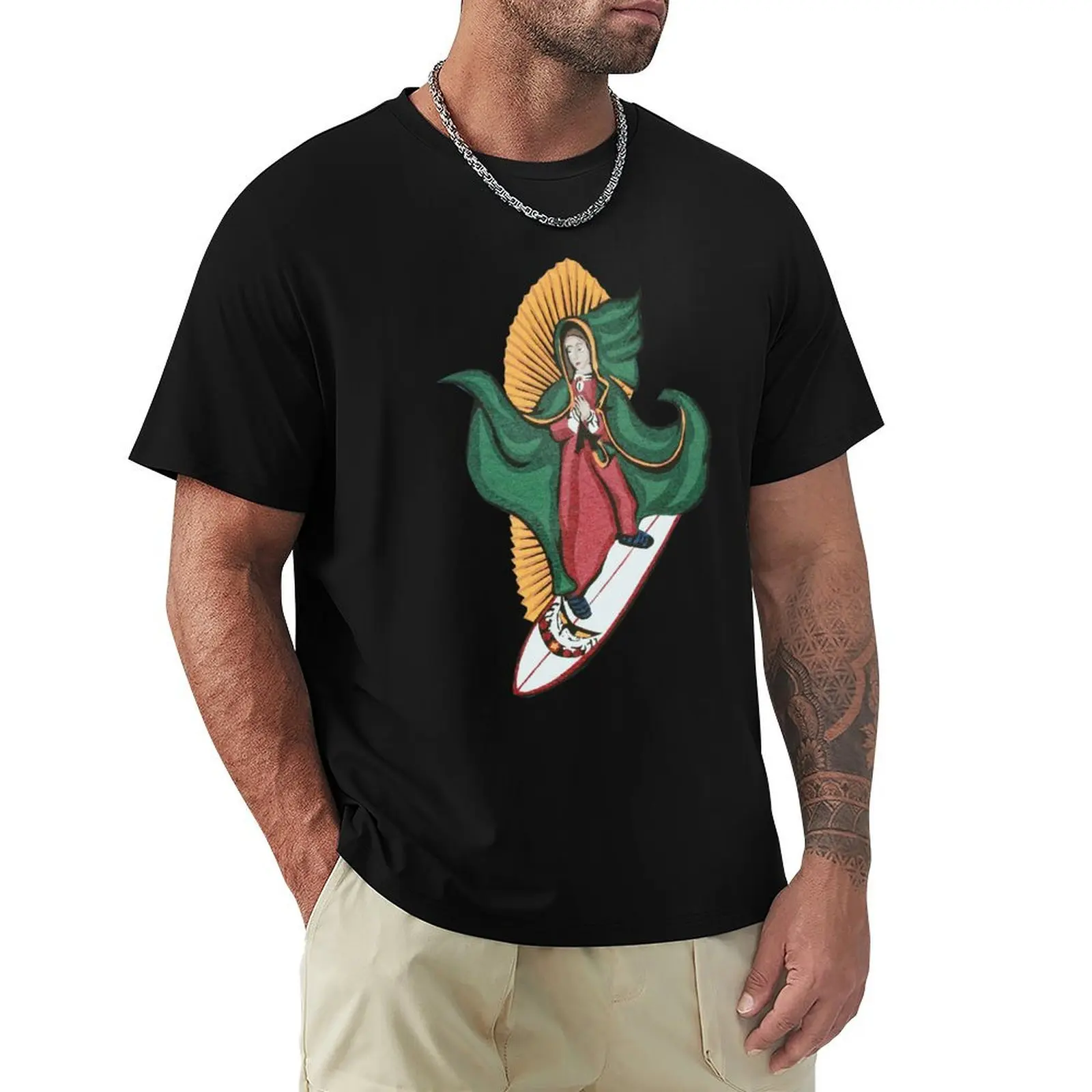 La Virgen Surfer-Surf Madonna T-Shirt T-Shirt Oversize Ad Asciugatura Rapida Da Uomo