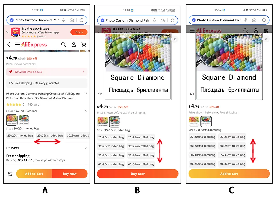 Description Picture 4 of itemPhoto Custom Diamond Painting Cross Stitch Full Square Picture of Rhinestone DIY Diamond Mosaic Diamond Embroidery Sale
