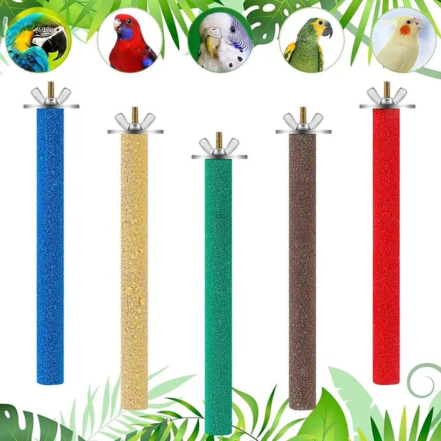 Colored Quartz Sand Pet Parrot Raw Wood Fork Tree Branch Stand Rack Squirrel Bird Hamster Branch Perches Chew Bite Toys Stick 3