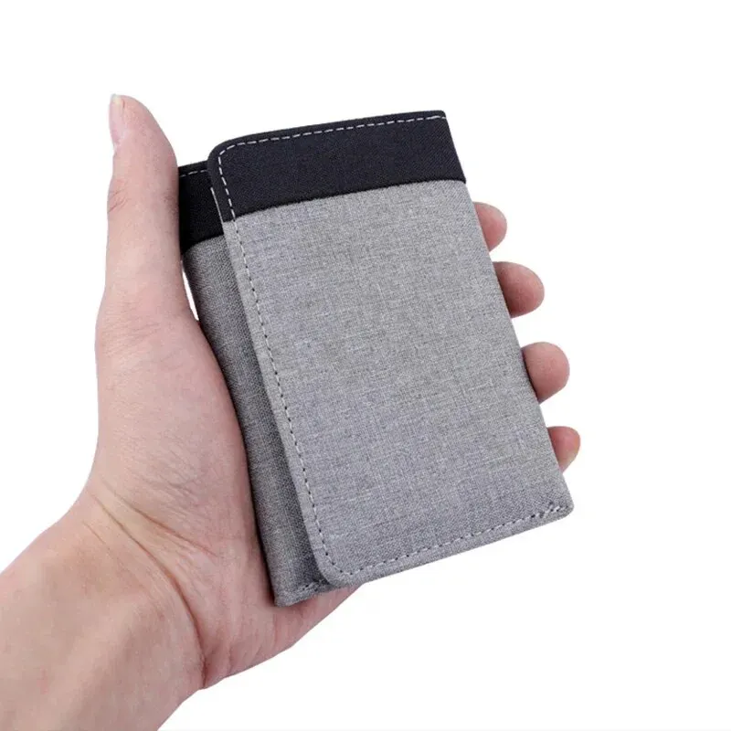 Mens Wallet Men Canvas Wallet with ID Photo Holders Card Holder Wallet Case 8 Slots Hasp Male Purse Mini Three-fold