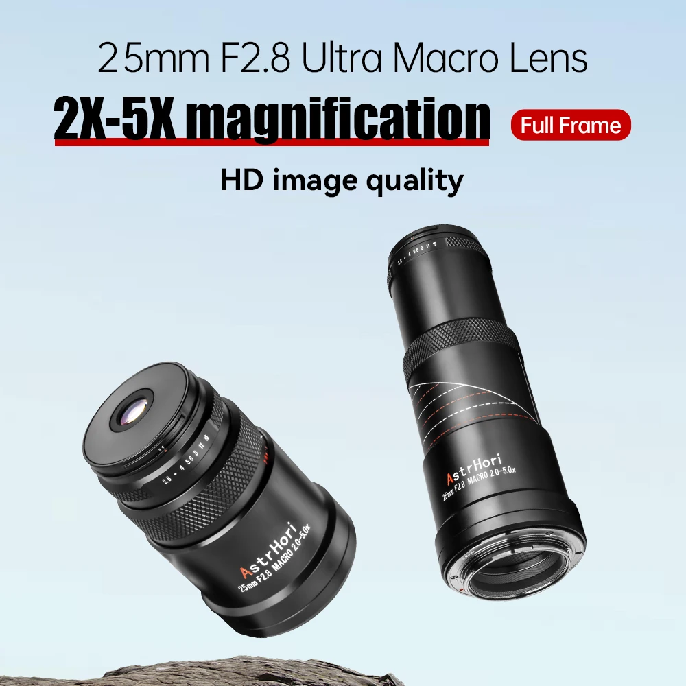 AstrHori 25mm F2.8 2X 5X 풀 프레임 울트라 매크로 렌즈  FE/캐논 RF/니콘 Z/라이카 L/후지 FX 마운트 카메라용