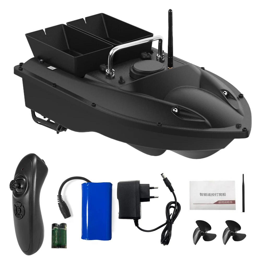 Bateau Appât RC Télécommandé 500m, 2 Moteurs, Détecteur De Poissons, Camouflage