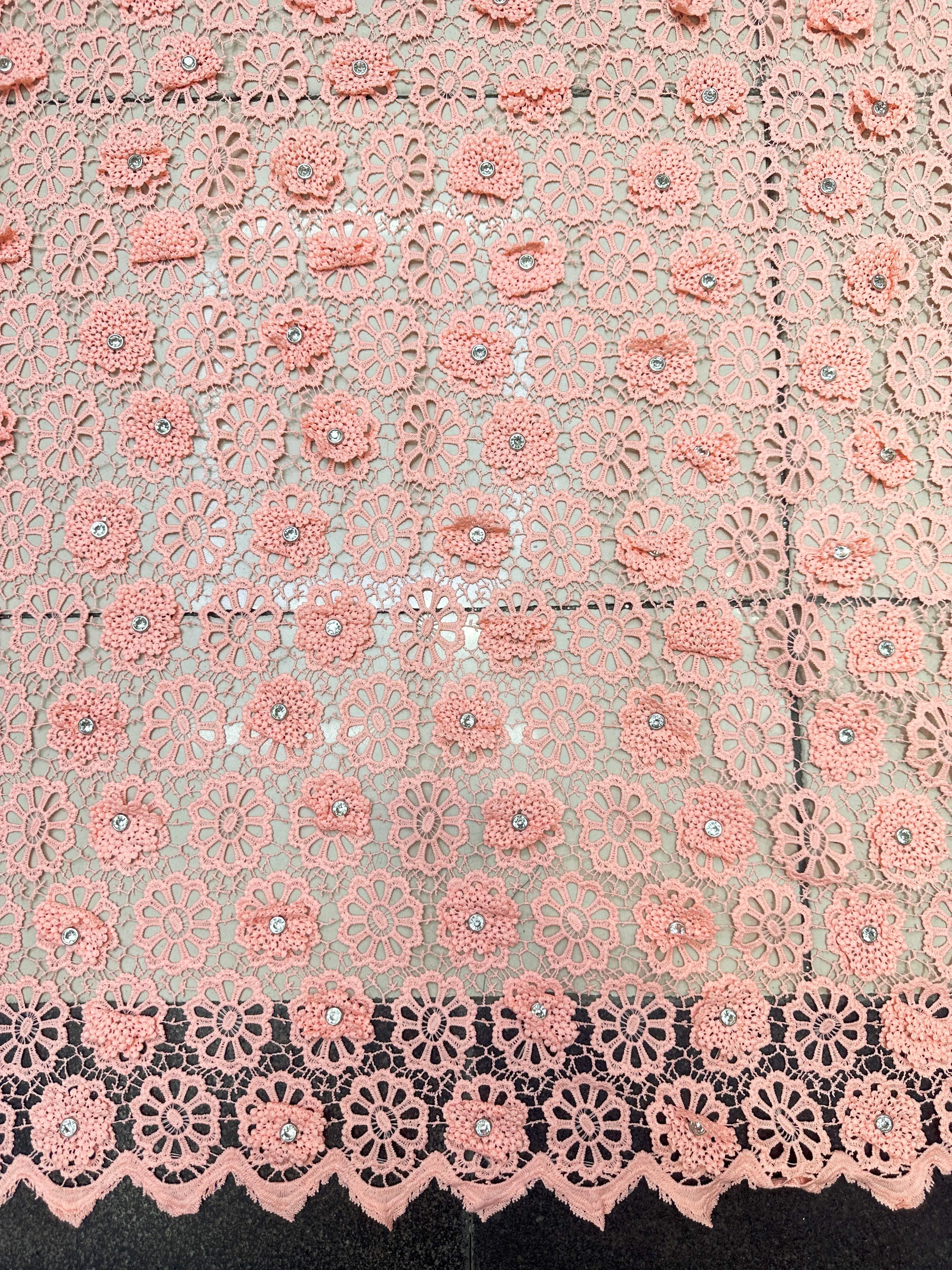 3D Large Flower Embroidery Lace Africa High Quality Lace 5yards Yarn Fabric For Fashion Women's Dresses Skirts Dresses fabric