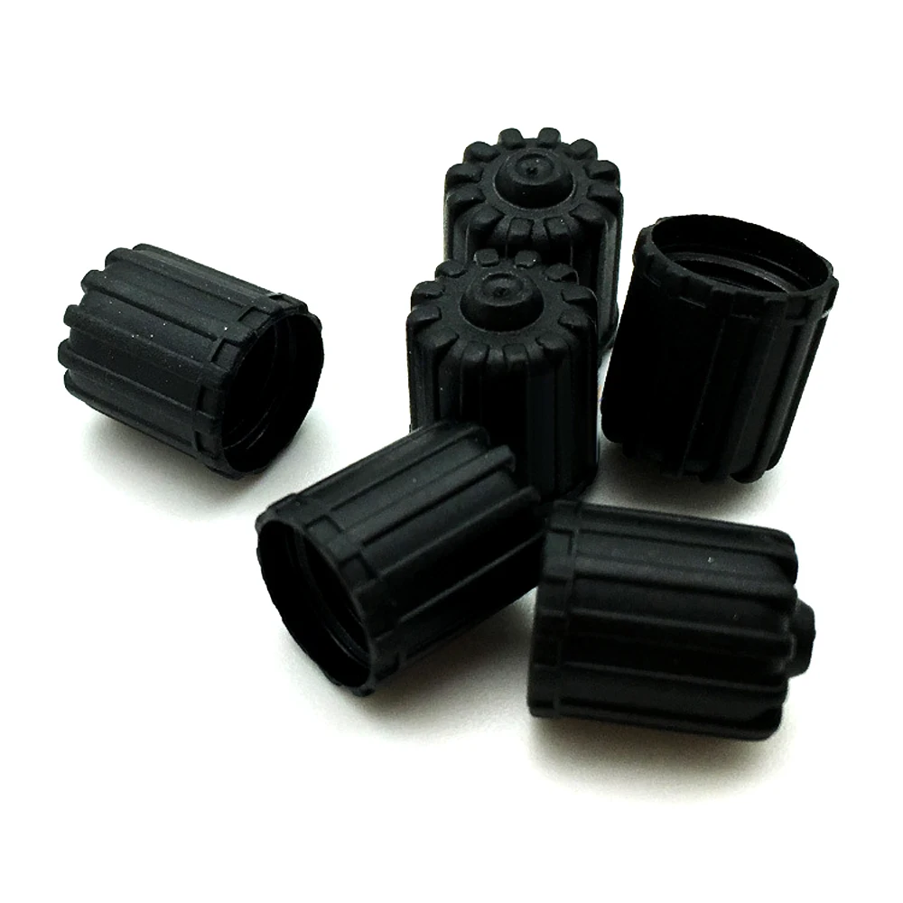 Premium Black & Grey Tire Valve Dust Caps - Durable Plastic Protection