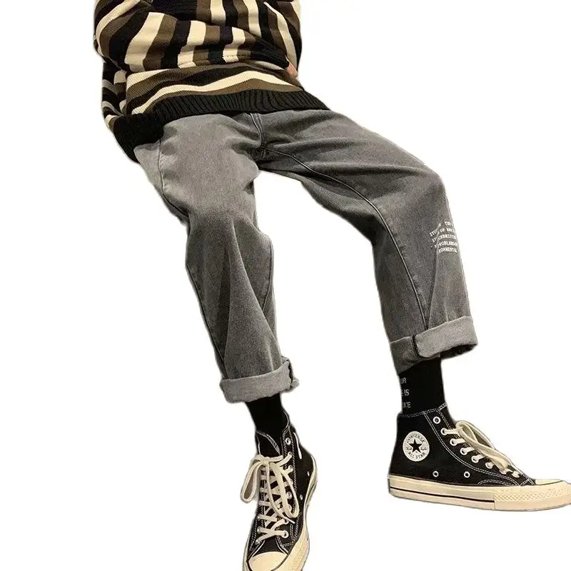 Fashion 2022 Wide-leg Jeans Spring And Summer New Men's Hong Kong Style Fall Straight Wild Pants Brand Loose Casual Trousers
