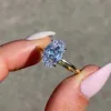 New Hot Selling Gold Plated Rings For Women Oval Cubic Zirconia Jewelry Wedding Engagement Ring Wholesale Size 5-10