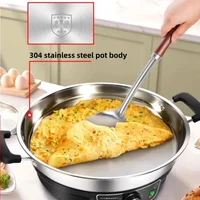 220V Large Capacity No Coating Stainless Steel Pancake Maker Non-stick Pan Multi-functional Electric Skillets,5.5CM Deep Pot 2