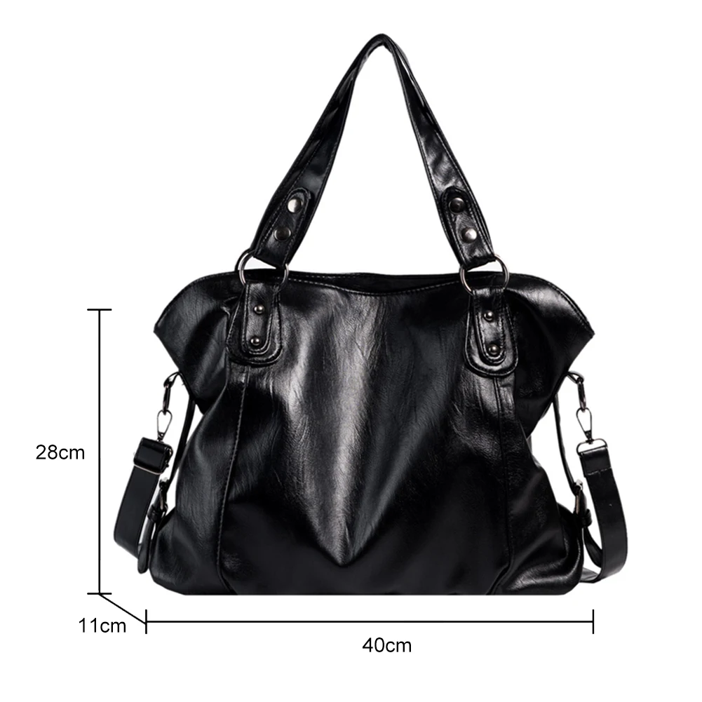 PU Leather Shoulder Crossbody Bag Big Size Hobos Crossbody Bag Casual Retro Solid Color Female Travel Shopper Mommy Tote Bag