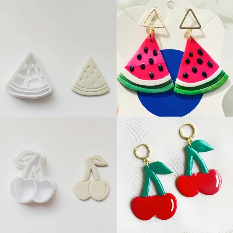 Fruit/ Watermelon/ Cherry/ Pineapple/ Grape/ Lemon/ Strawberry Polymer Clay Cutter Clay Earring Jewelry Molding Cutting Tool