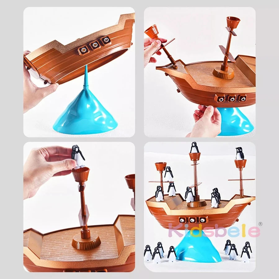 Balance Penguin Pirate Ship Puzzle Toy Pirate Boat Desktop Balancing Game For Kids Fun Parent-child Interaction Birthday Gift