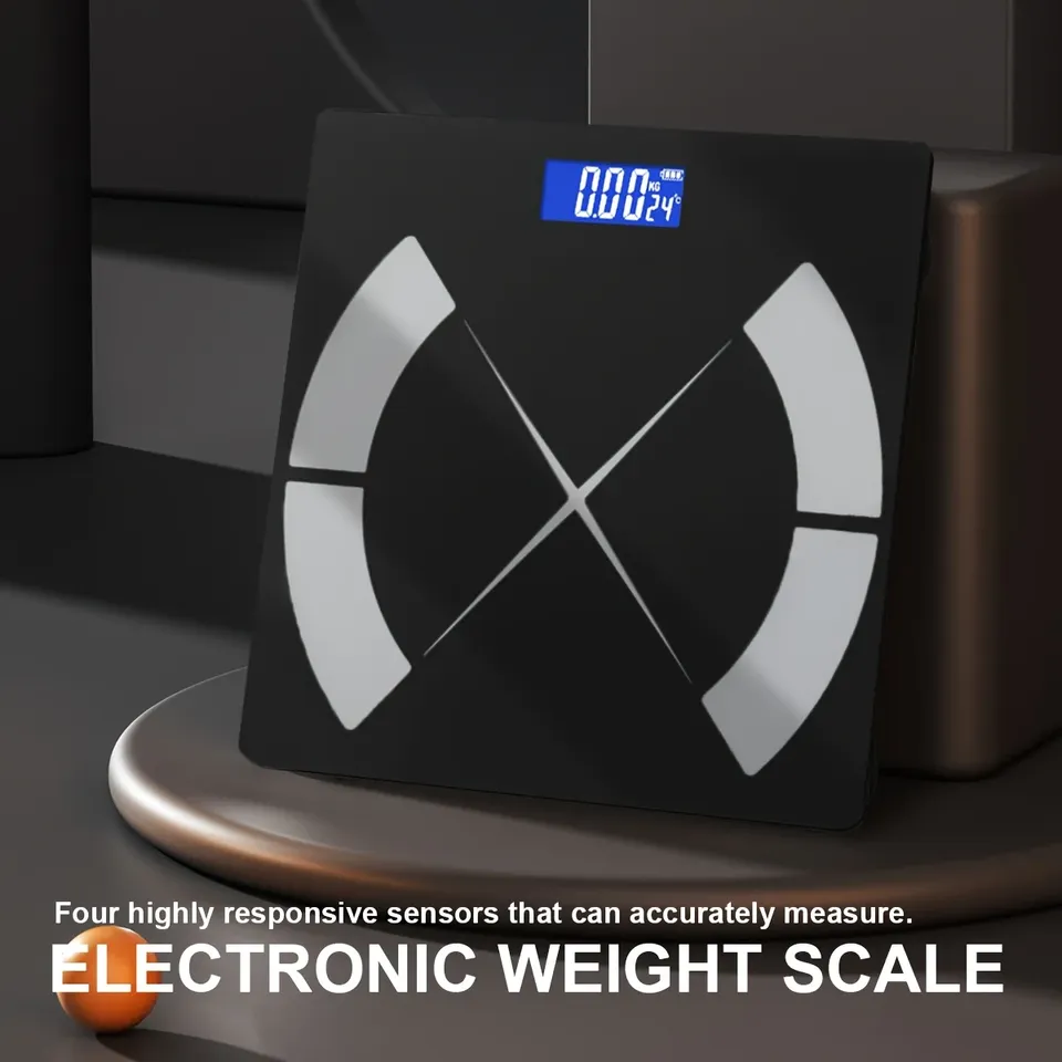 High Accuracy Digital Bathroom Scale with Wireless and Smart Phone App - Stylish Black Finish for Precision Weight Measurement