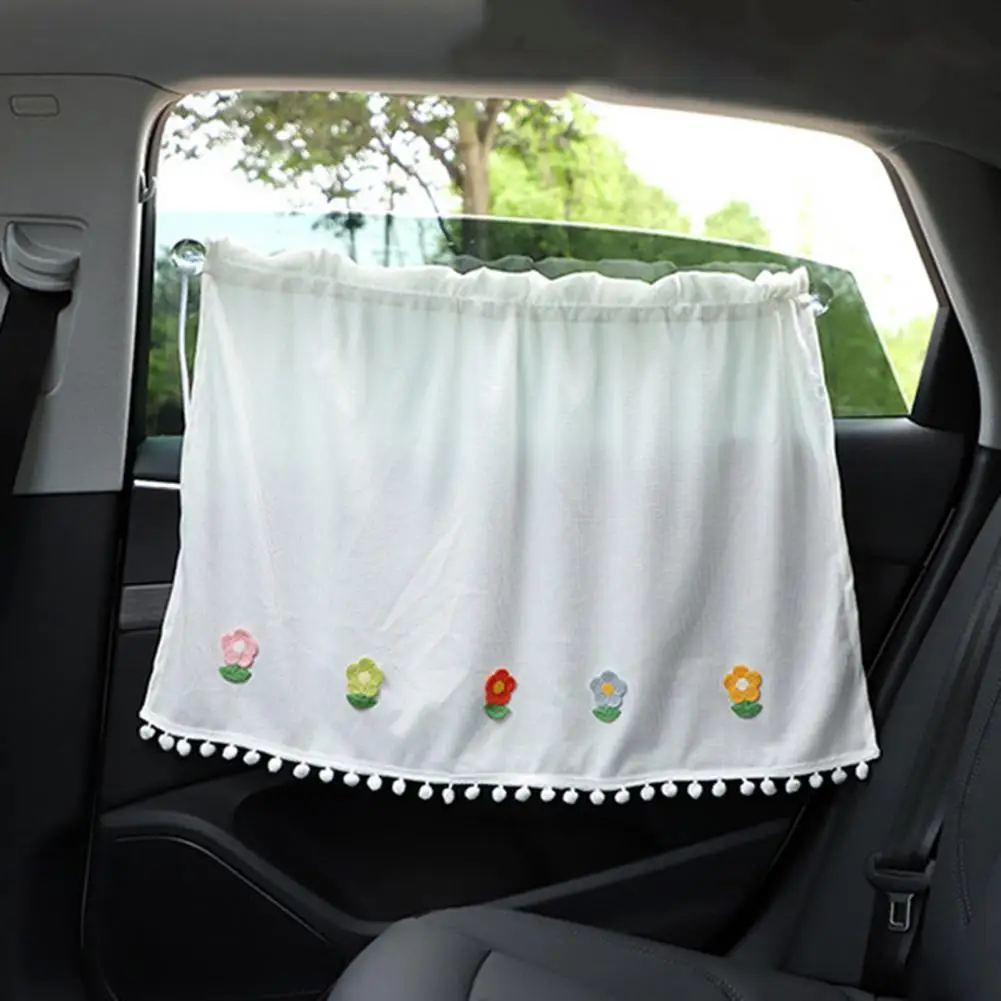 

Rear Window Cover Useful with Tassel Soft Texture Flower/Little Flower Car Sunshade Car Supply