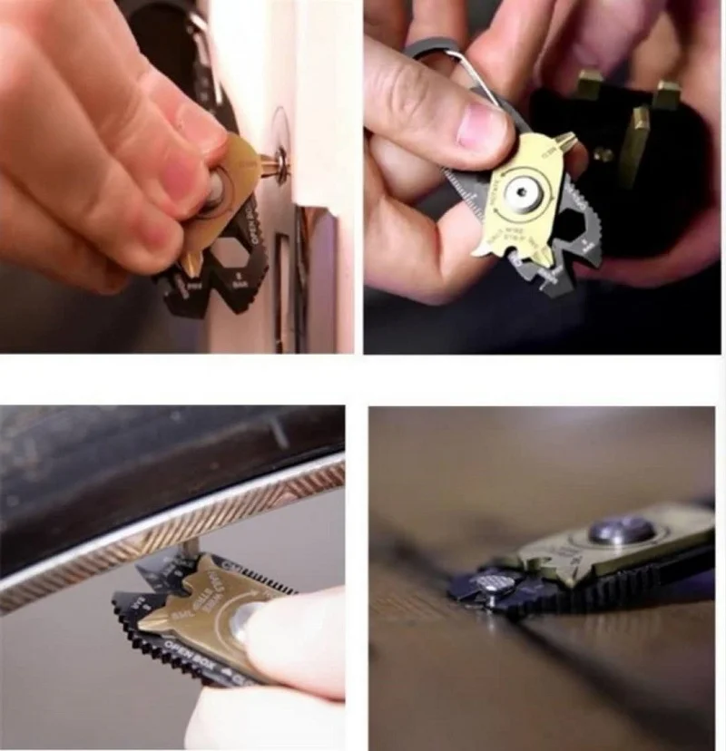 Mini Creative wheel multi-functional combination tool 20-in-1 stainless steel wrench screwdriver EDC outdoor portable gadget keychain tool multi function tool