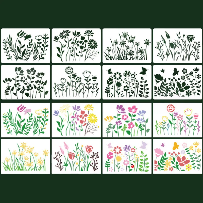 

17.5*26cm Plant Flowers Stencils DIY Layering Wall Scrapbook Coloring Embossing Decoration Hand Drawn Graffiti Painting Template