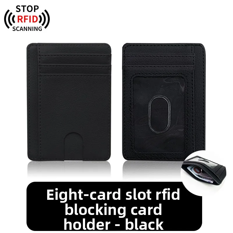 Slim RFID Blocking Leather Wallet - 8 Slot Card Holder & Anti-Theft Money Case