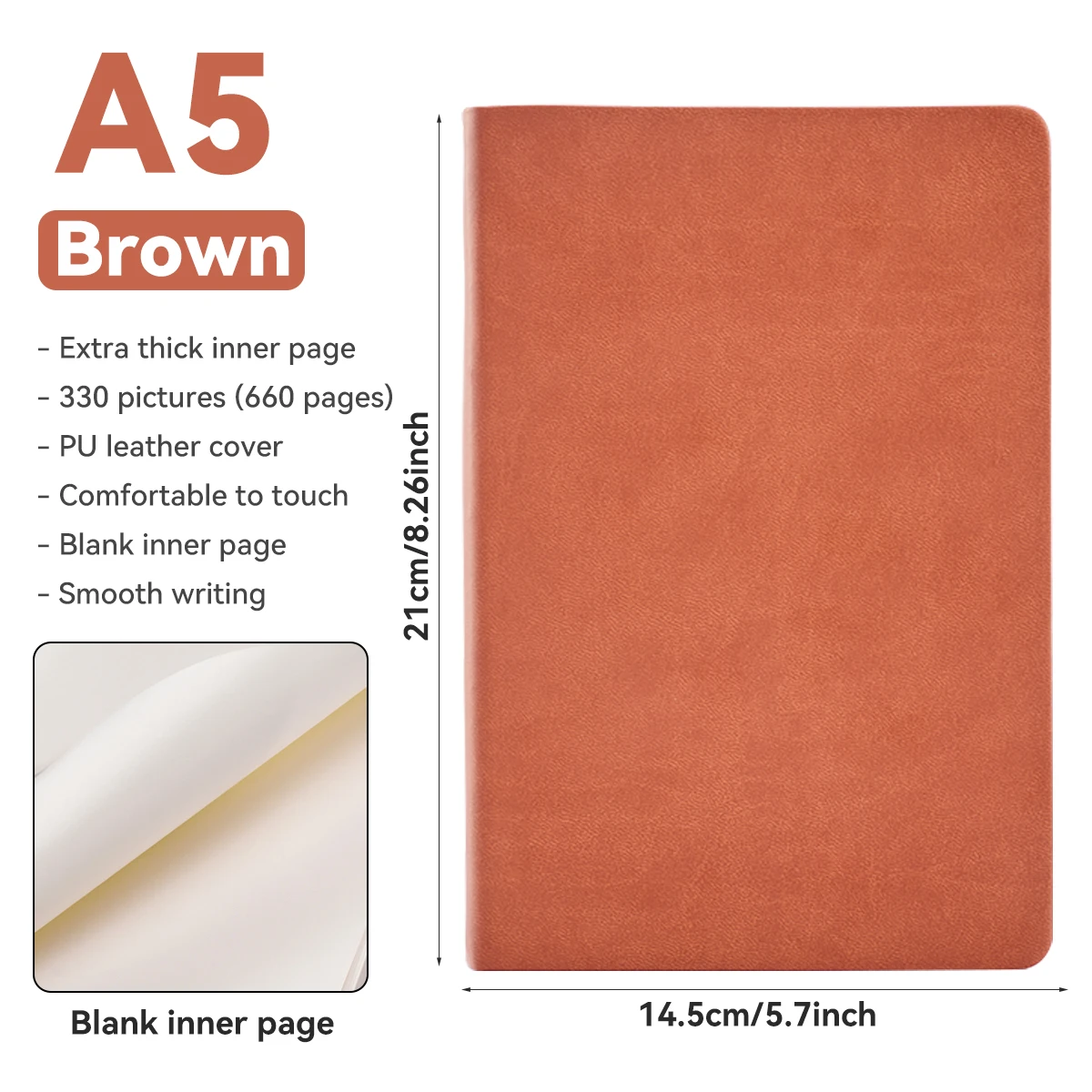Elegant PU Leather Journal with Blank Pages and Soft Cover