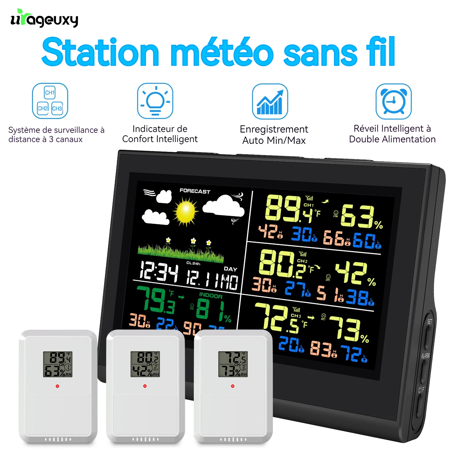 Station Météo Sans Fil – Thermomètre Intérieur/extérieur – Hygromètre – Noir