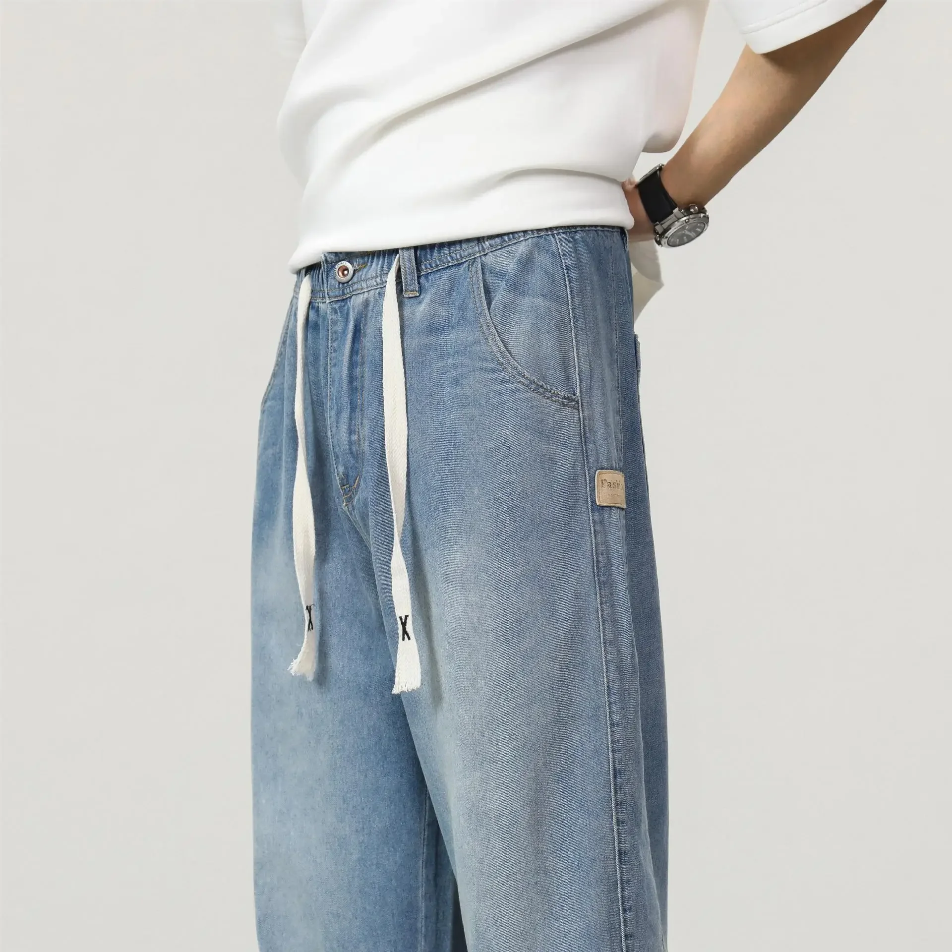 190CM Tall Men Loose Wide Leg Jeans Spring Autumn Extra Long 119CM 115CM Pants Male Teenagers Denim Overlong Ultralong Trousers 4