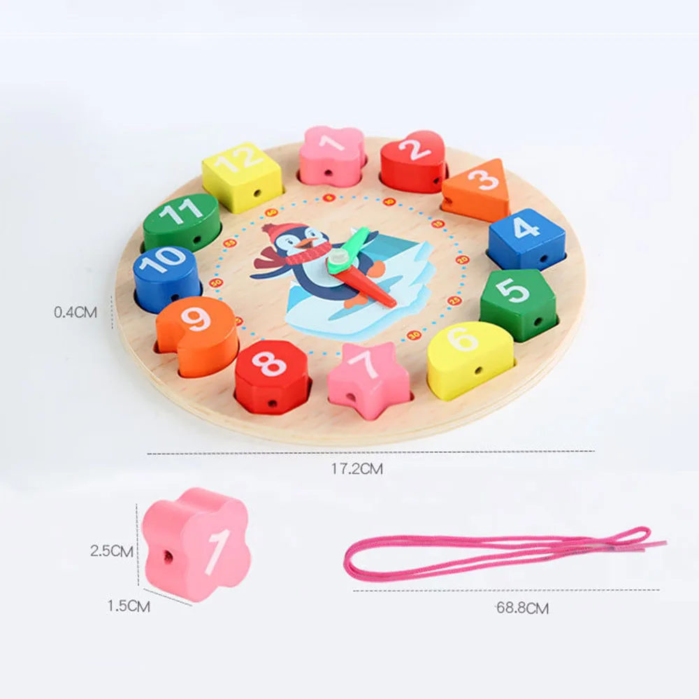 Montessori wooden digital clock baby toy gift puzzle three-dimensional puzzle shape matching game for children 6