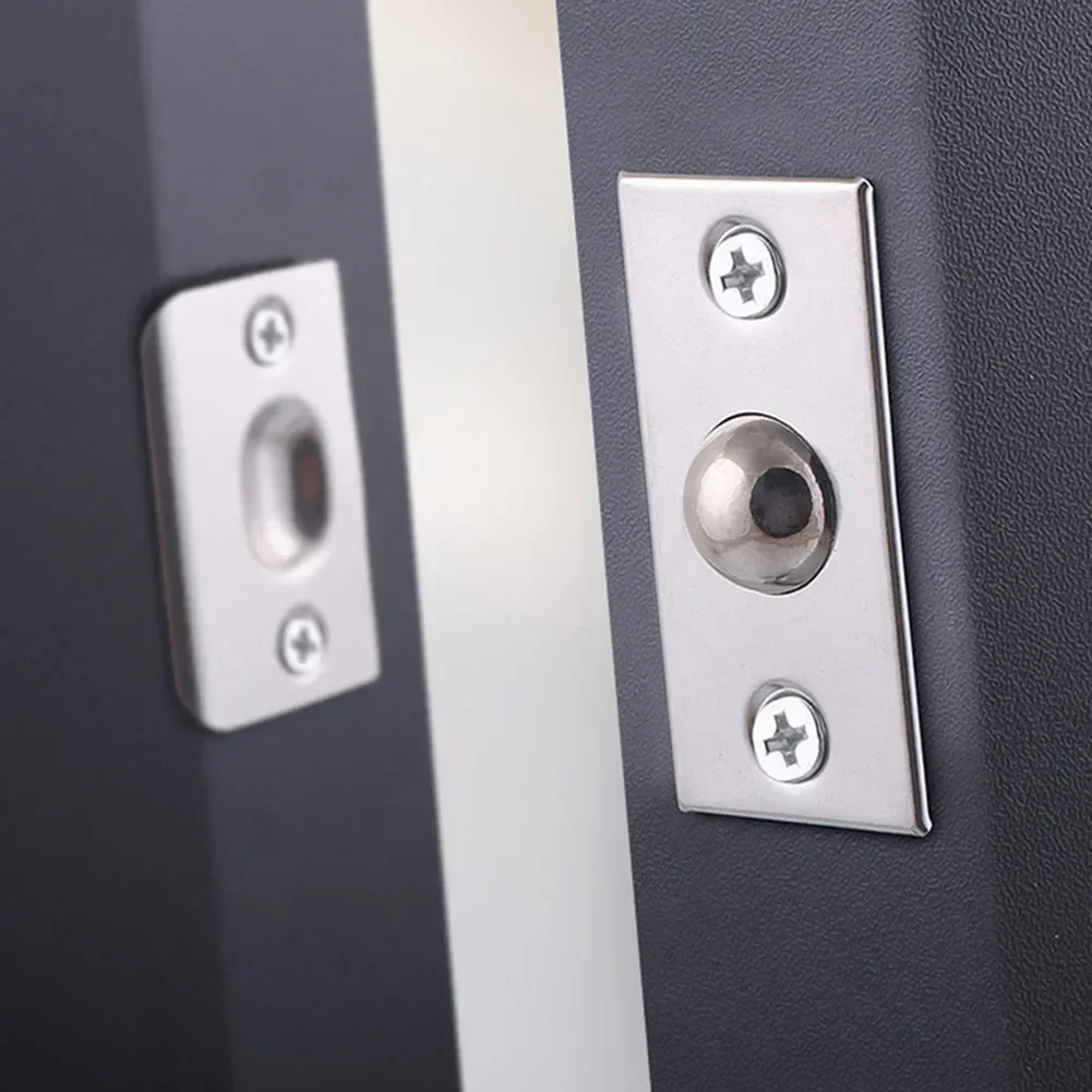 Door Latch Adjustable Roller Ball Door Spring Catch Lock Stainless Steel Internal Latch Set Cabinet Gate Door Latch +Screws Hardware
