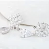 SLBRIDAL Art Deco Teardrop Cubic Zircon Drop Earrings CZ Earring Wedding Bridal Earring Fashion Jewelry Girls Daily Earrings 3