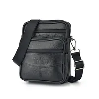 Sac à bandoulière en cuir véritable pour hommes, pochette zippée de haute qualité, sacoche d'affaires rétro pour hommes 4