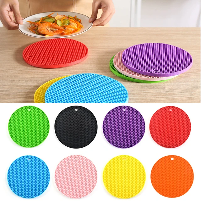 Silicone Table Mat Heat Resistant Round Honeycomb Trivet Table Pad