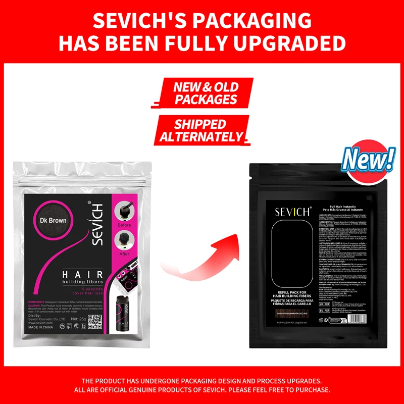 Revitalize Hair with Sevich: Multi-Color Keratin Hair Building Fiber Refill & Concealer, 100g