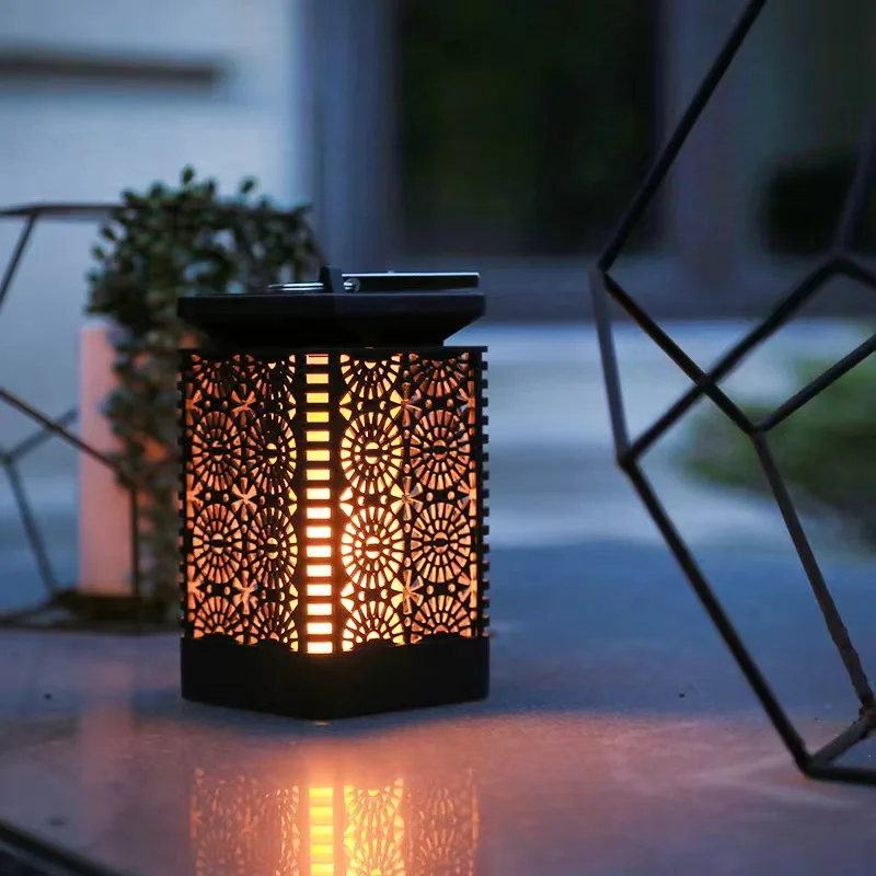 Outdoor solar square flame light courtyard waterproof flame hanging light Retro villa light garden atmosphere light retro kerosene lamp shaped light string led garden atmosphere outdoor camping christmas decorative light layout solar lamps