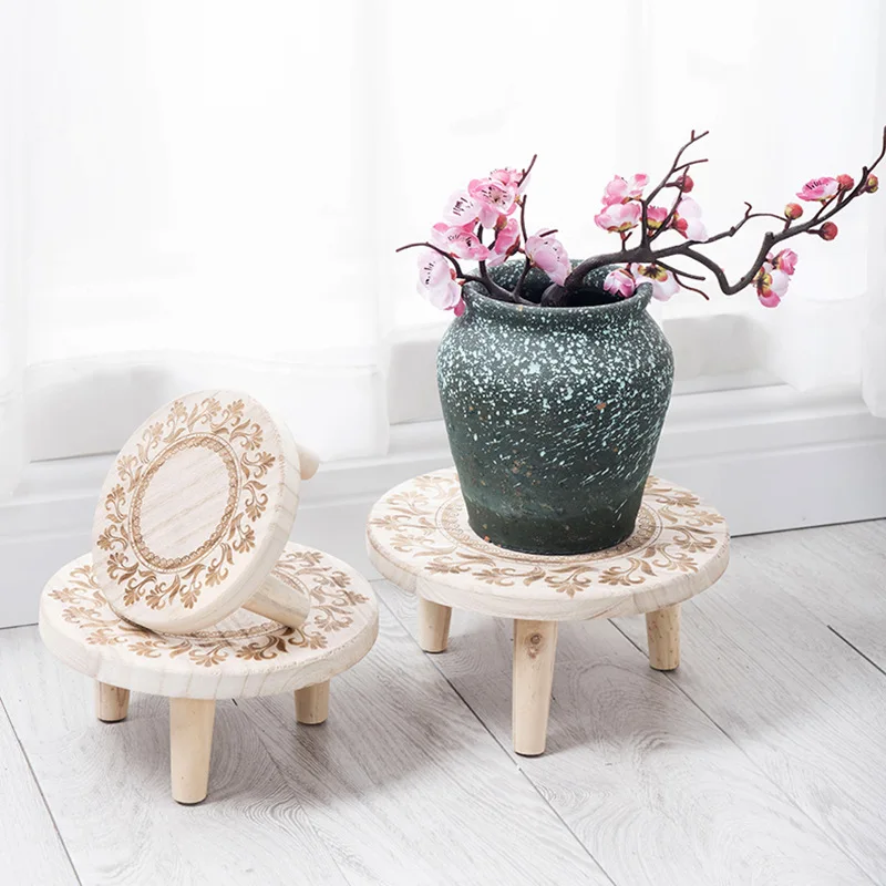 Small Wooden Flower Stand Wooden Stand Wood Base Crystal Ball Holder Vase Display Stands Bonsai Stool Display