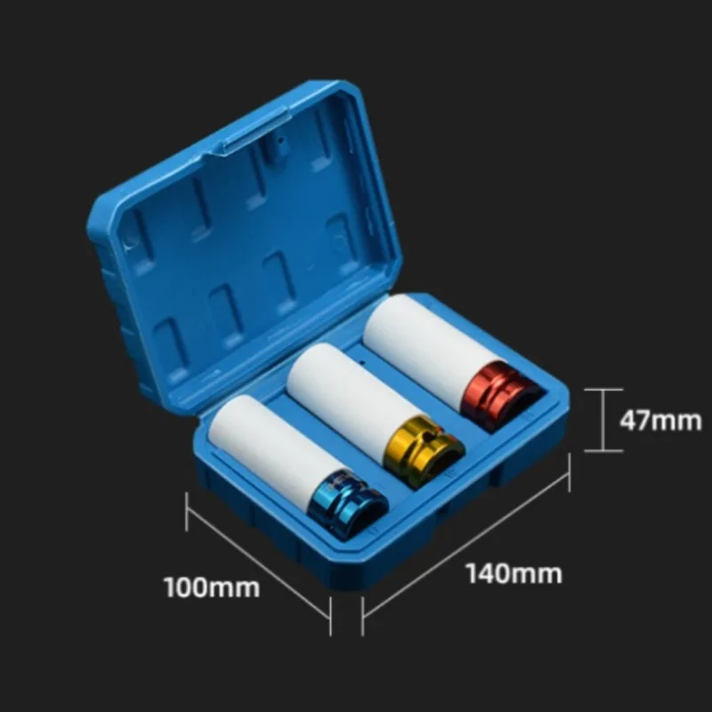 3pcs 1/2 Inch Deep Impact Lug Nut Socket Set-Premium Drive Wheel Protector for Tire Protection-Non-Marring Heavy-Duty