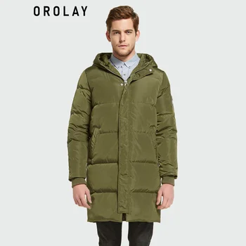 Orolay Men’s Thickened Down Jacket Stylish Winter Mid-Length Windproof Down Coat