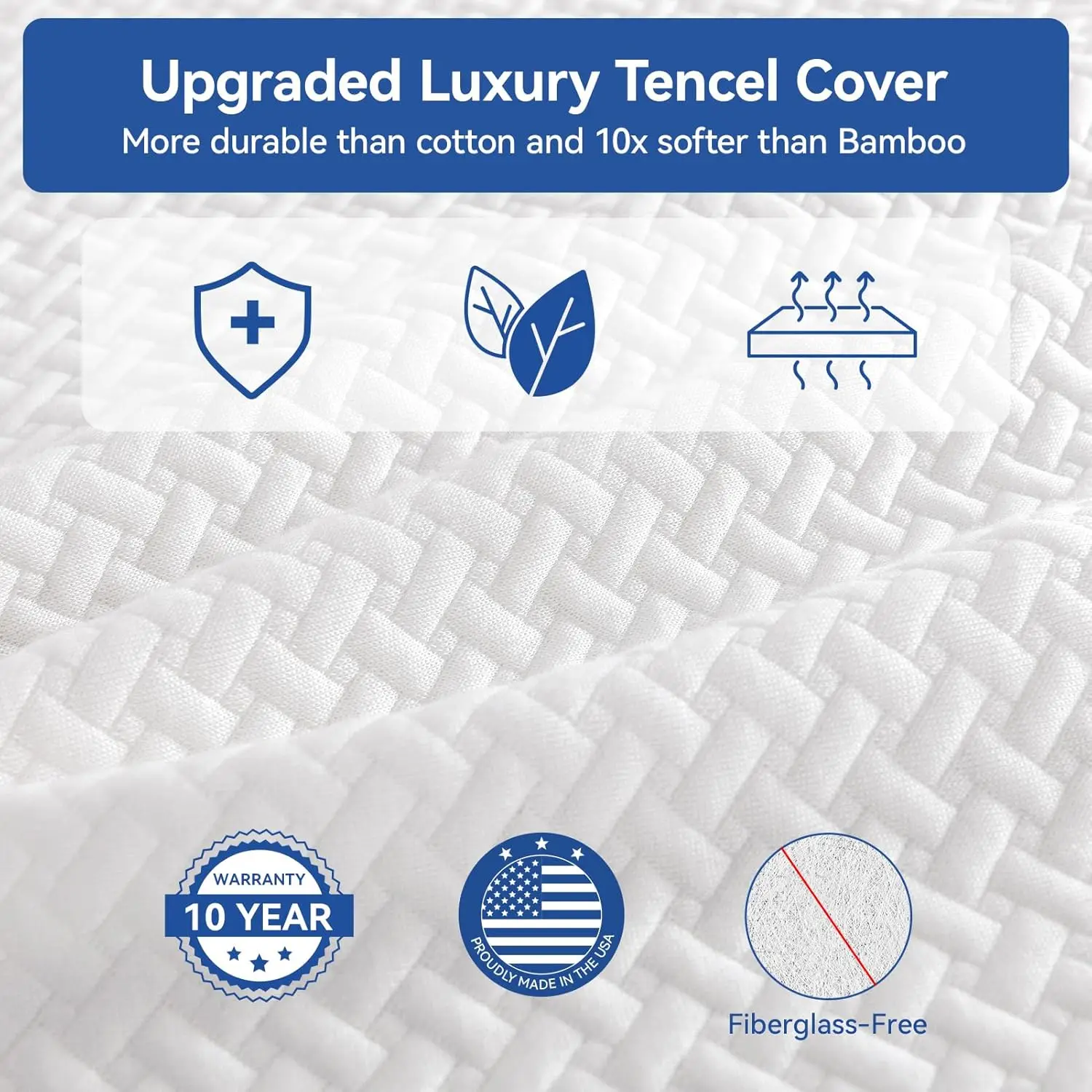 Mattress Full Size 10 Inch Memory Foam Mattress with Tencel Cover  Premier Cooling Green Tea Gel Medium Firm Mattress in Box  Ce 6