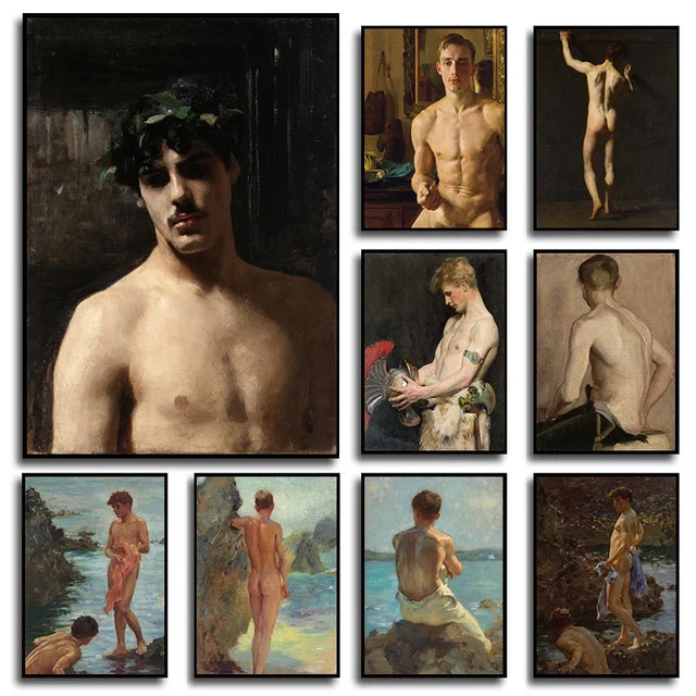 วินเทจรูปเกย์เปลือยชายงานศิลปะโปสเตอร์ควีนภาพวาดผ้าใบภาพพิมพ์ HD ภาพศิลปะบนผนังการตกแต่งบ้านห้องนอน 1