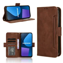 Luxury Wallet Case - Protective Flip Cover with Kickstand and Card Holder for Fairphone 5 (Brown)